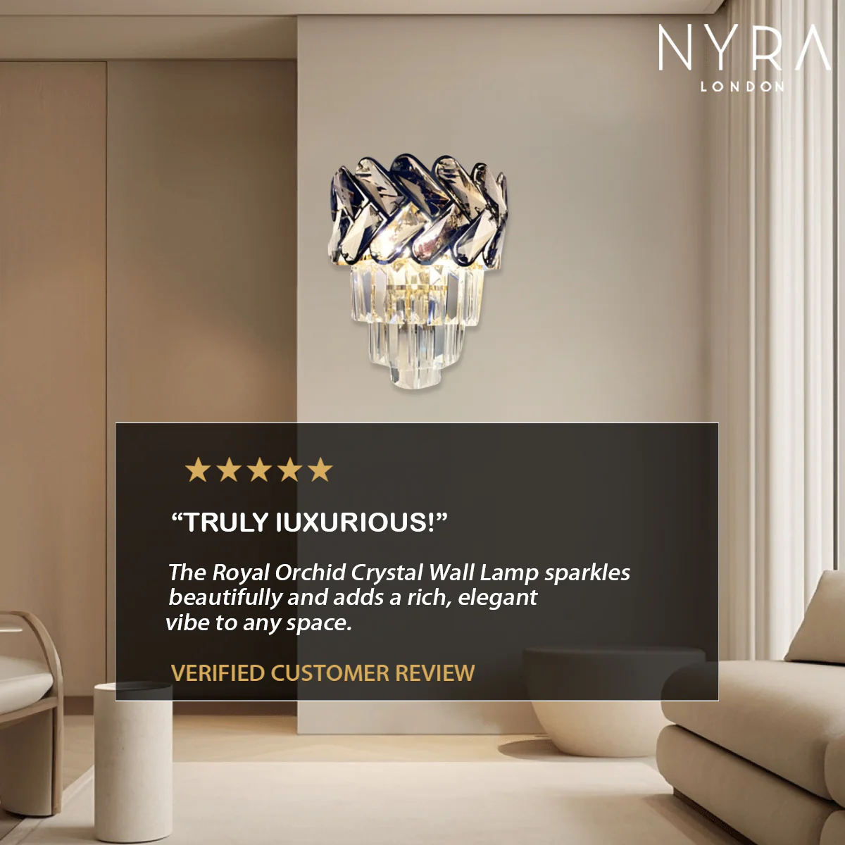 Royal Orchid Crystal Wall Lamp - Image 4