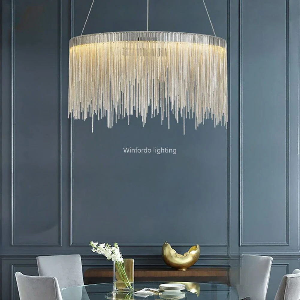 Nordic LED Chrome Round Chandelier - Image 3