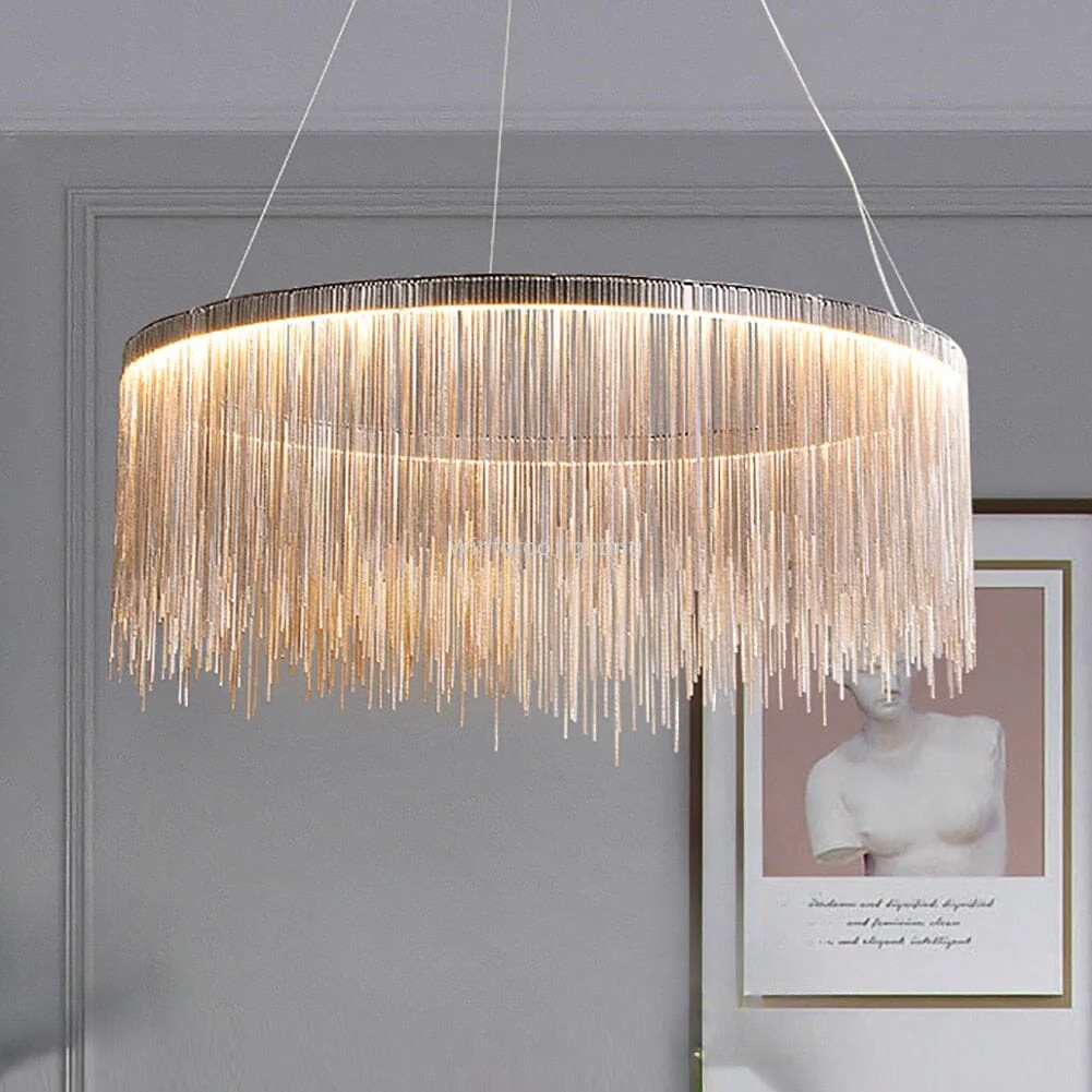 Nordic LED Chrome Round Chandelier - Image 4