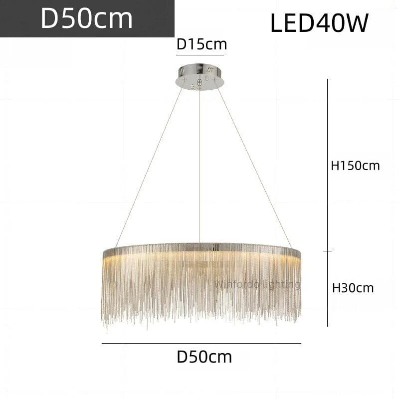 Nordic LED Chrome Round Chandelier - Image 7