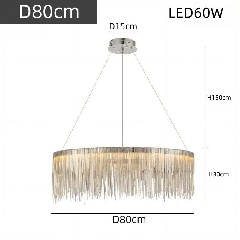 Nordic LED Chrome Round Chandelier - Image 9