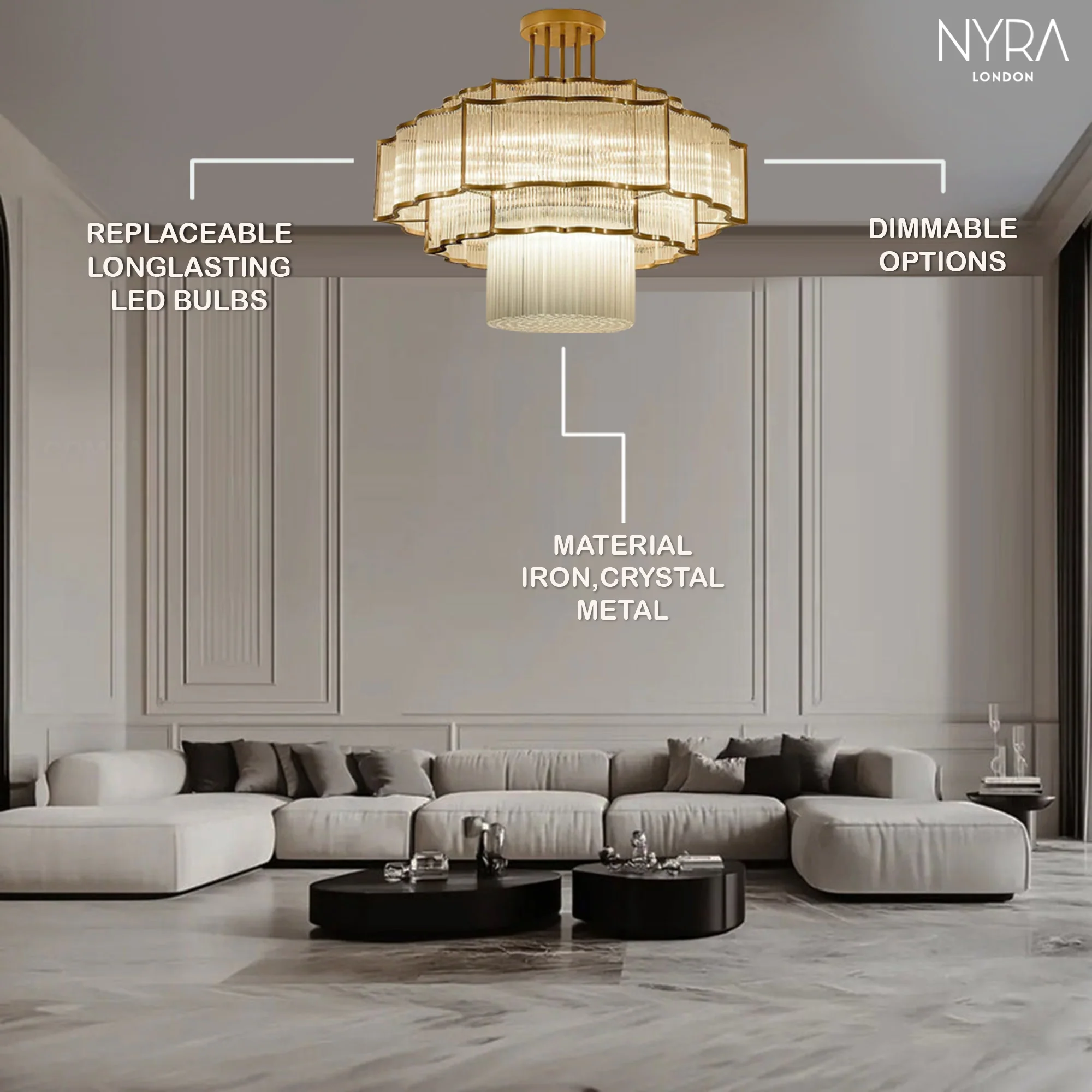 NYRA Glass illume chandelier 60cm - Image 4