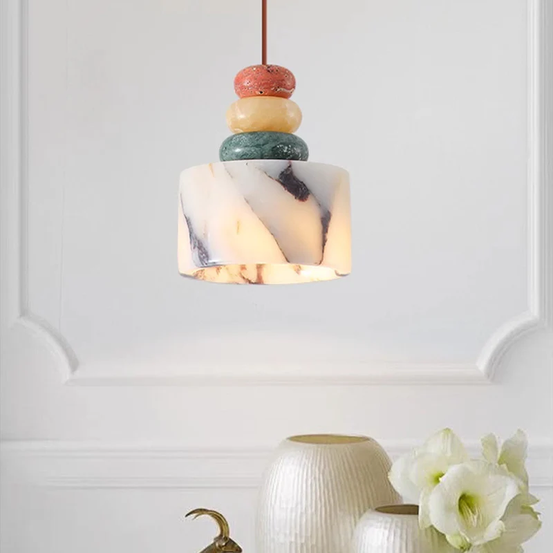 OLLE Multi-colour Stacked Stone Pendant - Image 2