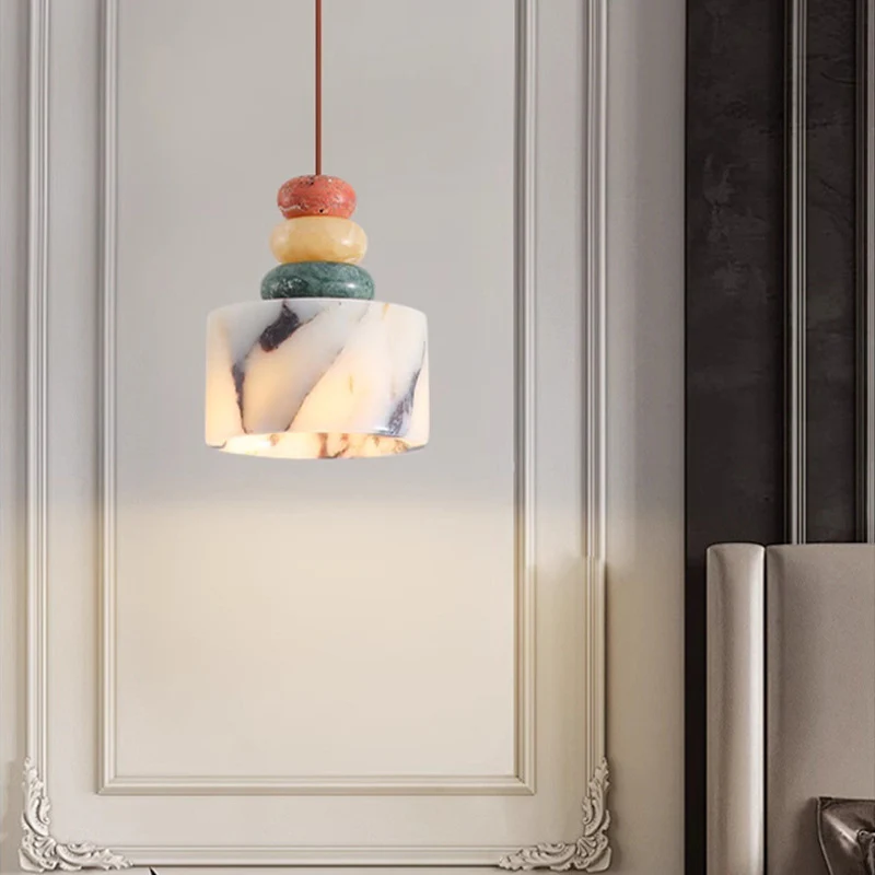 OLLE Multi-colour Stacked Stone Pendant - Image 4