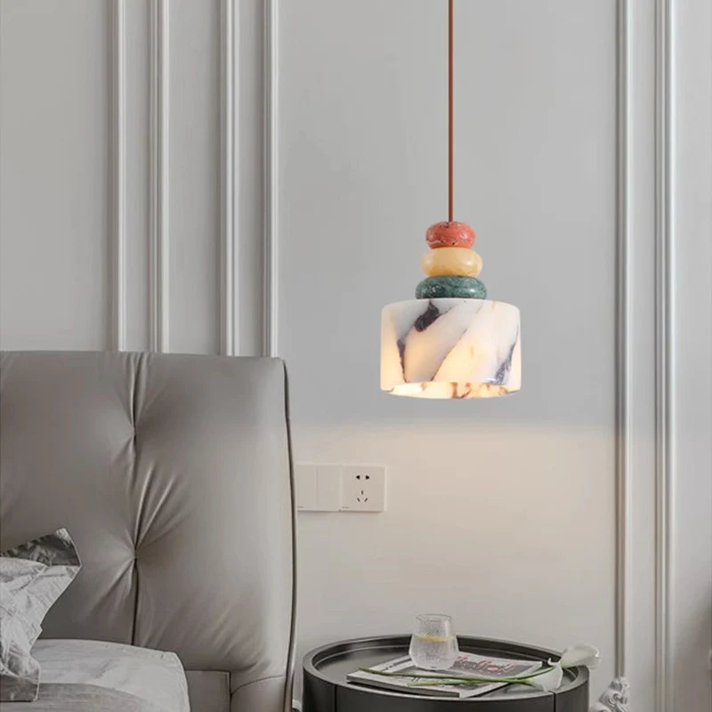 OLLE Multi-colour Stacked Stone Pendant - Image 6
