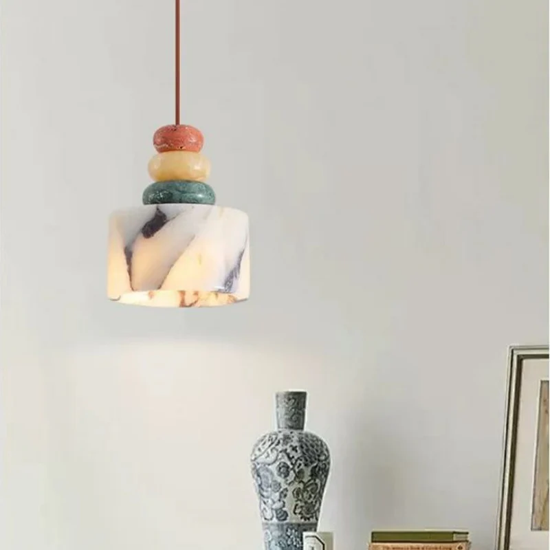 OLLE Multi-colour Stacked Stone Pendant - Image 8