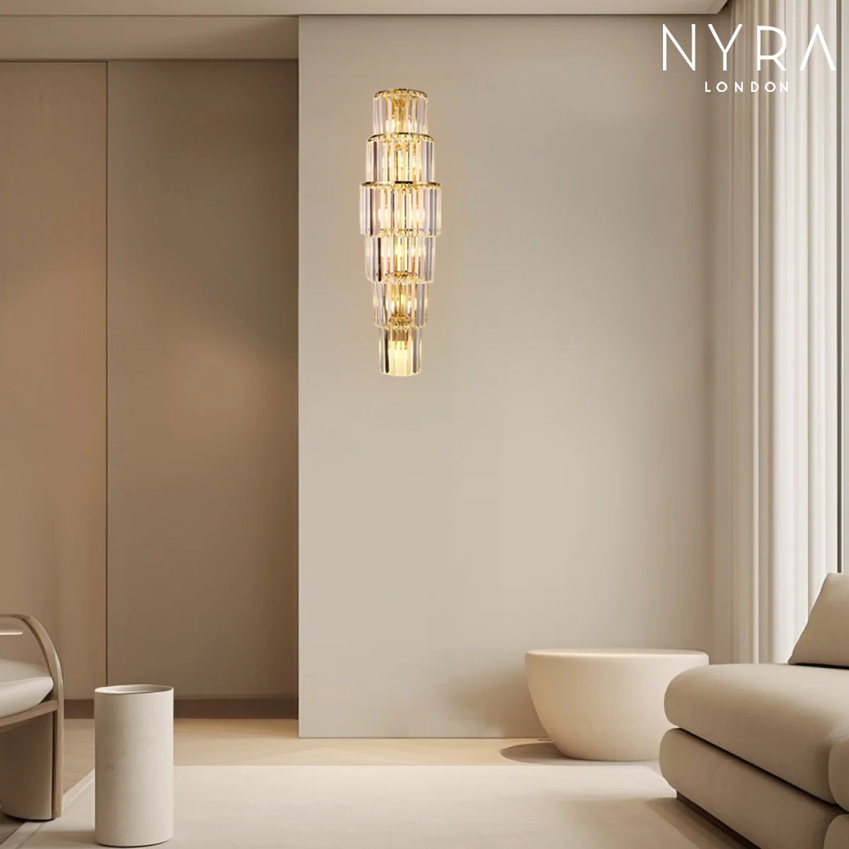 Opulent Pillar Crystal Wall Lamp - Image 9