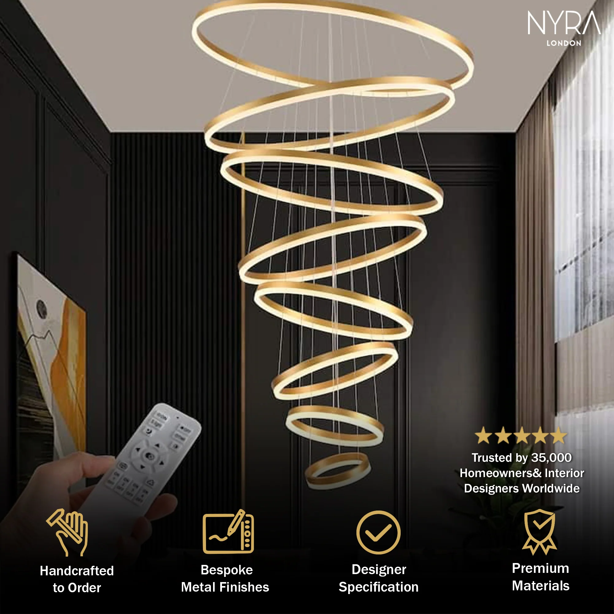 Orbitis Staircase  Ring Chandelier - Image 4