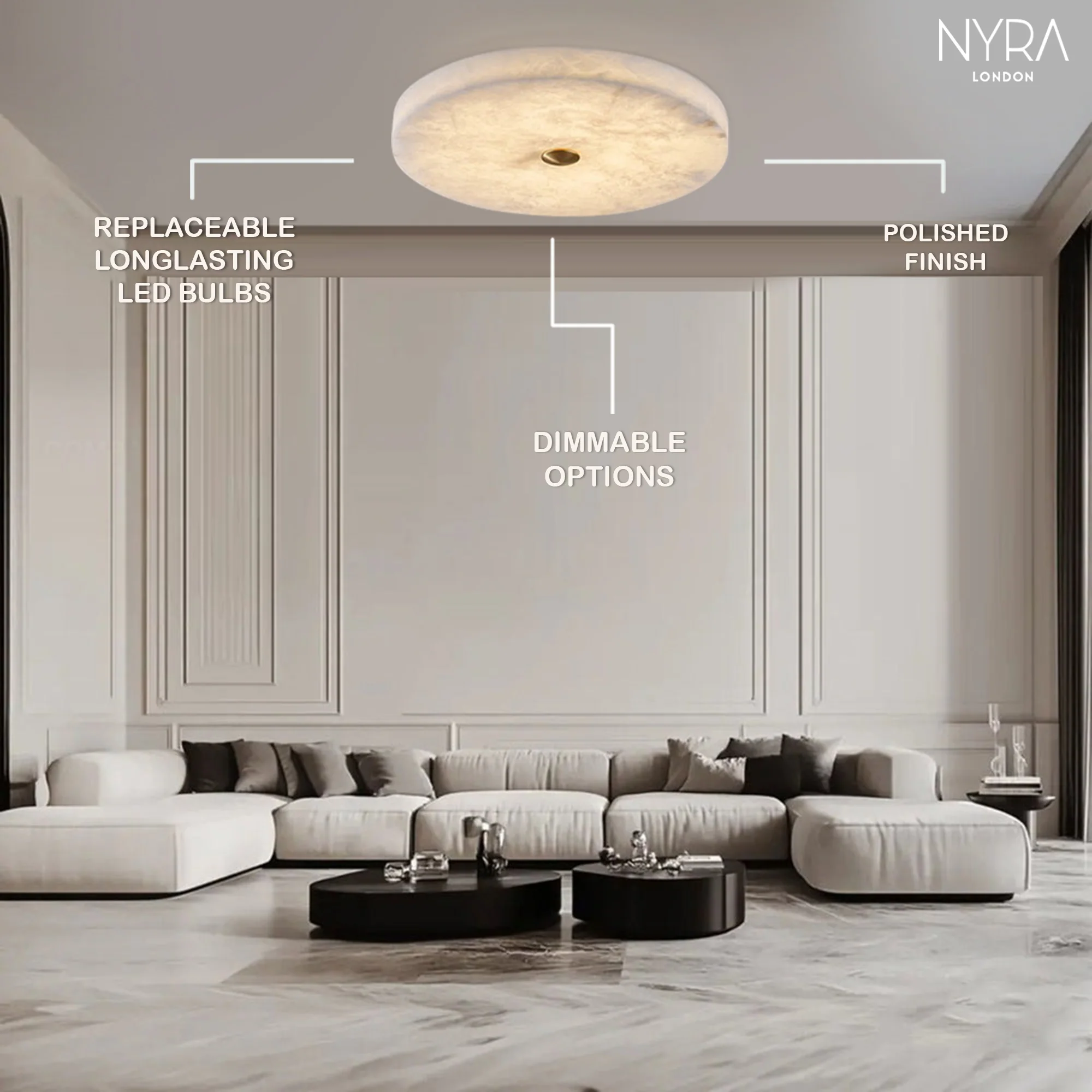 Rhea Alabaster Ceiling Light - Image 4