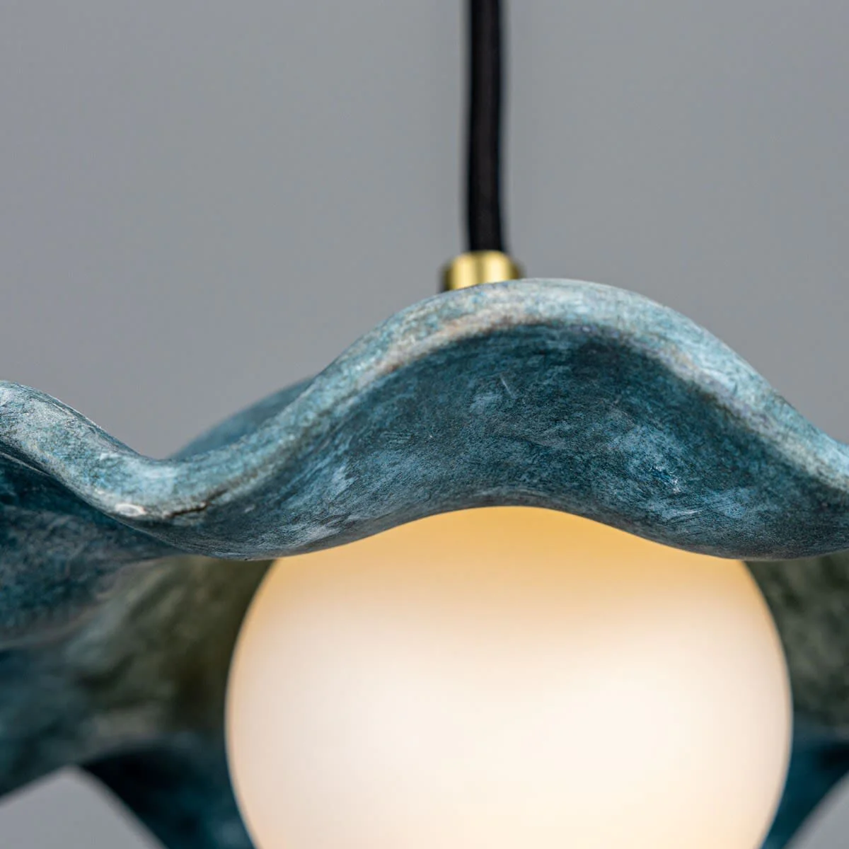 Rivale Pendant Light with Wavy Ceramic Shade, Blue Earth - Image 4