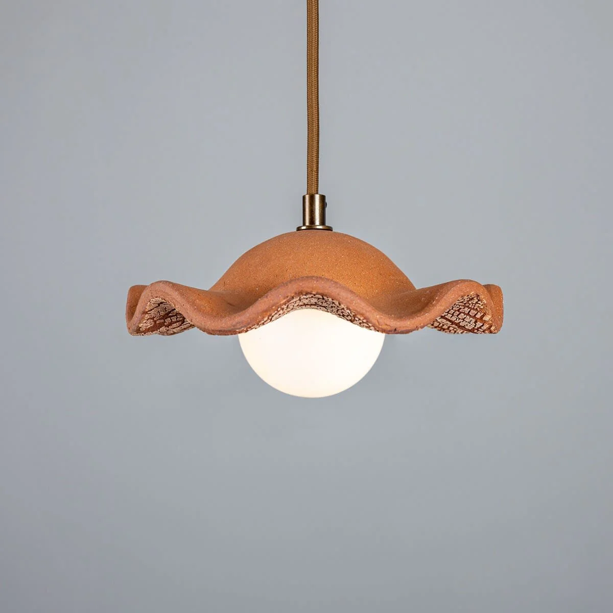 Rivale Pendant Light with Wavy Ceramic Shade, Red Iron - Image 2