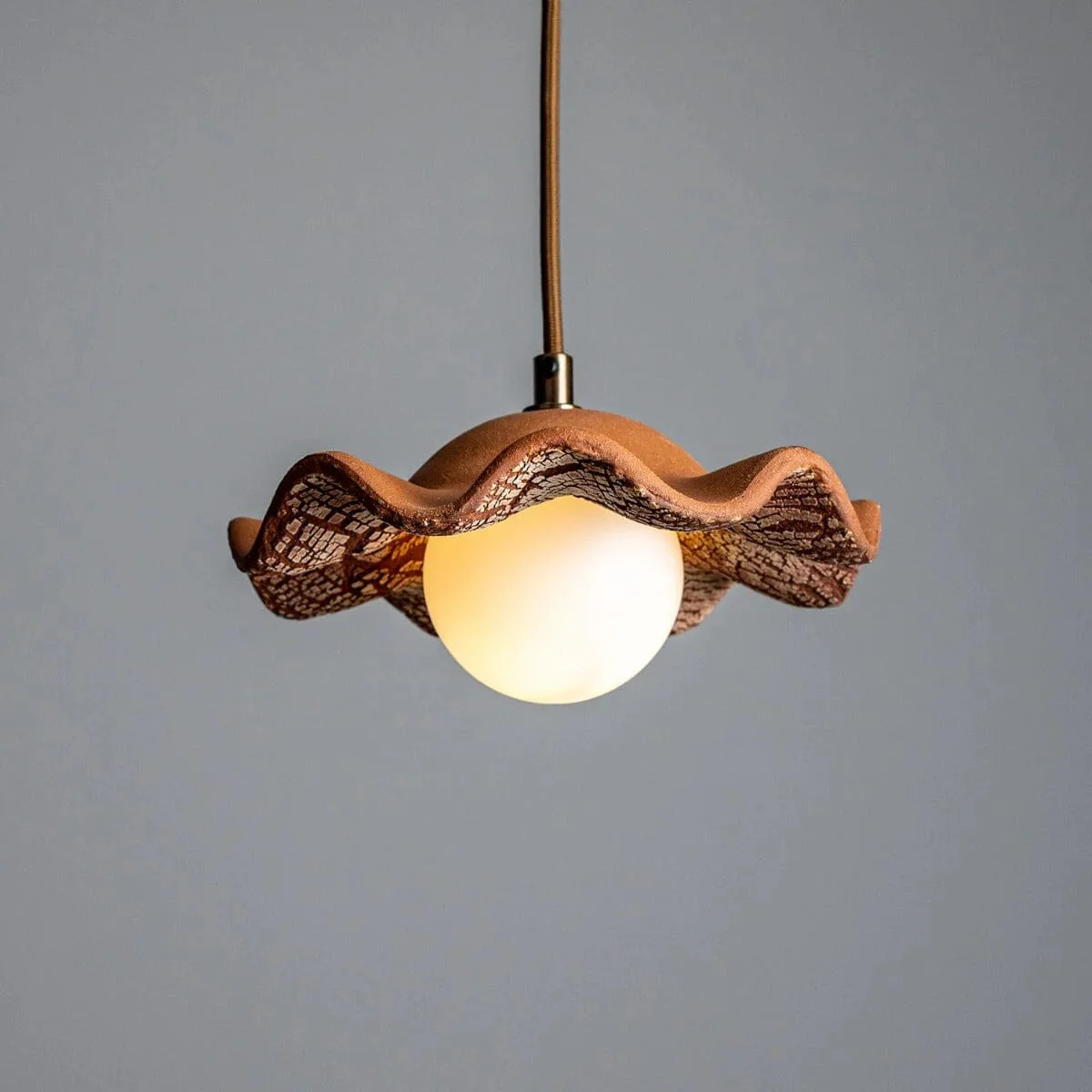 Rivale Pendant Light with Wavy Ceramic Shade, Red Iron - Image 6