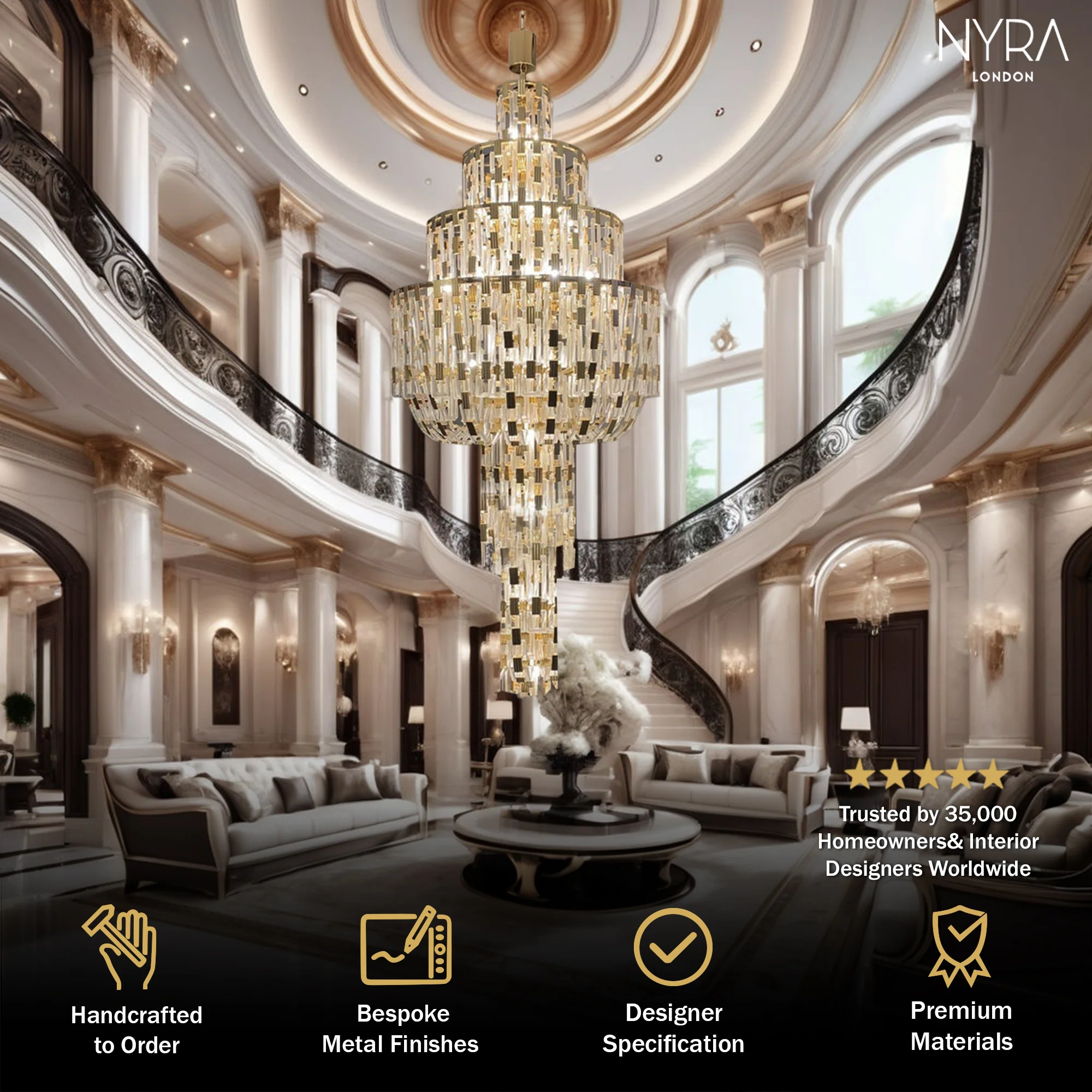 Rovix Multi-tiered Crystal Buckles Chandelier - Image 4