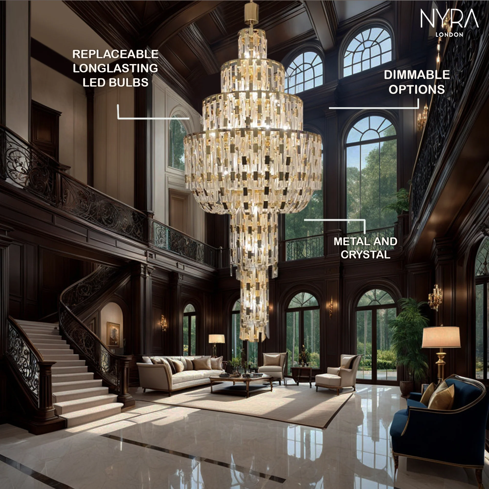 Rovix Multi-tiered Crystal Buckles Chandelier - Image 7