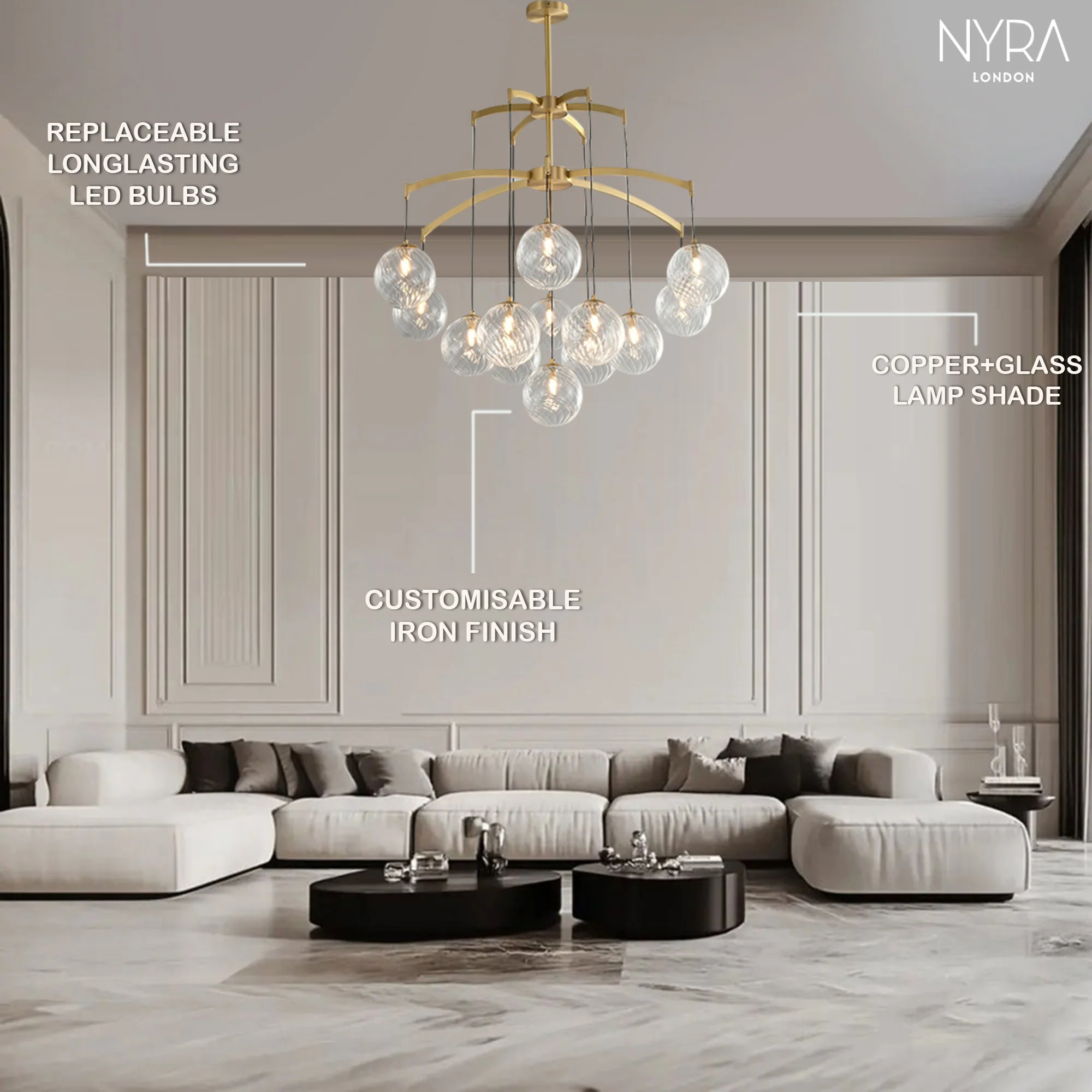 Shineza Modern Bubble Glass Ball Chandeliers - Image 4