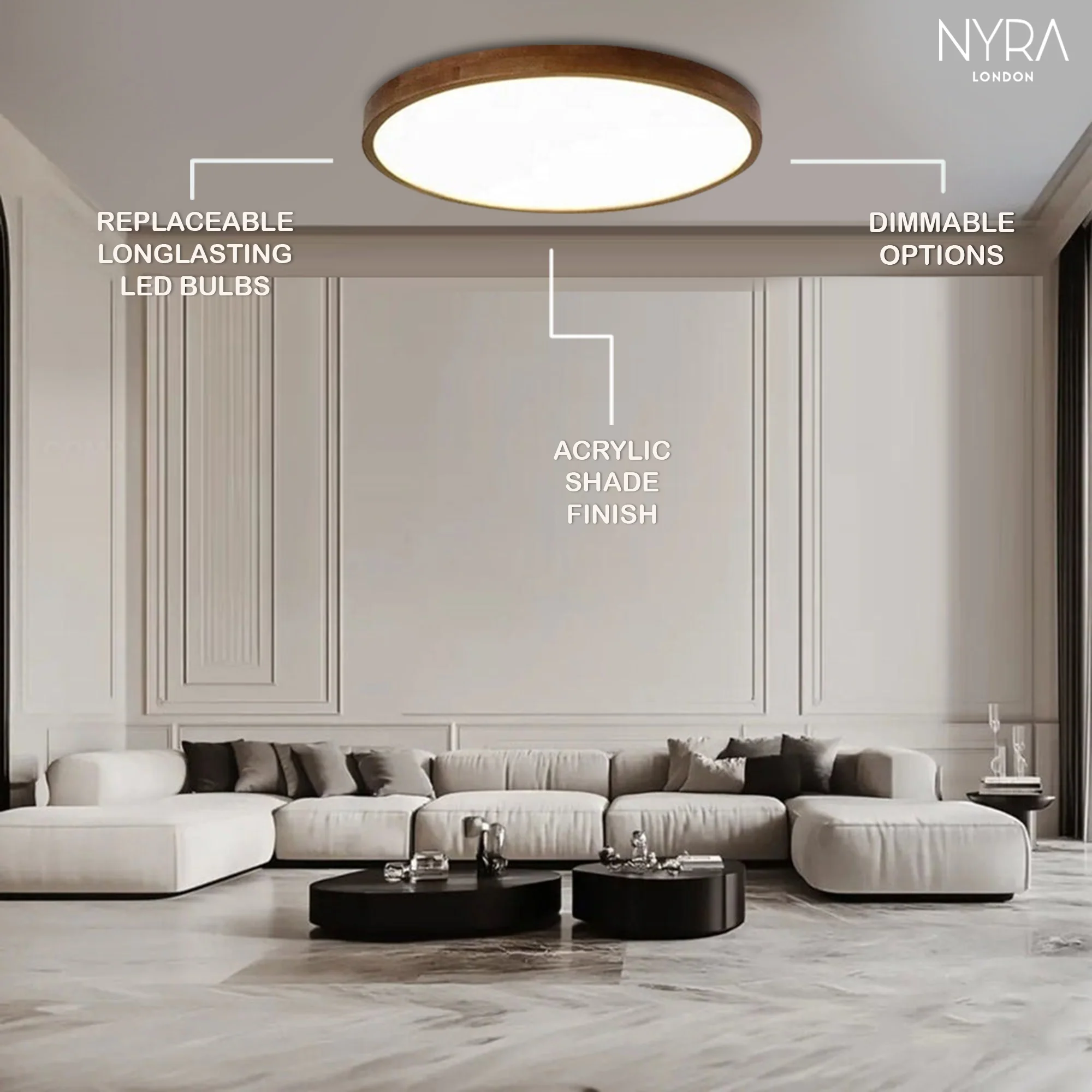 Tevin Wooden Ceiling Lamps - Image 4