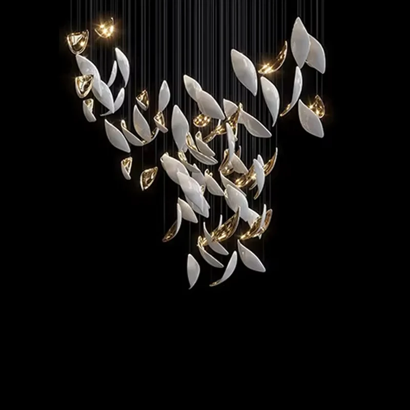 White & Gold Leaf Chandelier - Image 7