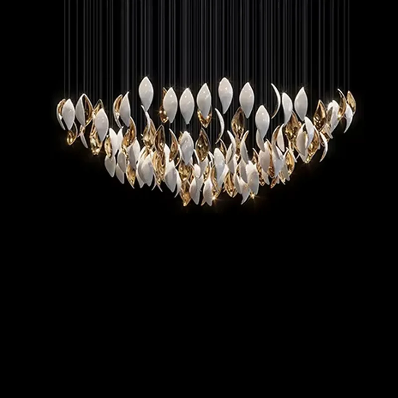 White & Gold Leaf Chandelier - Image 8