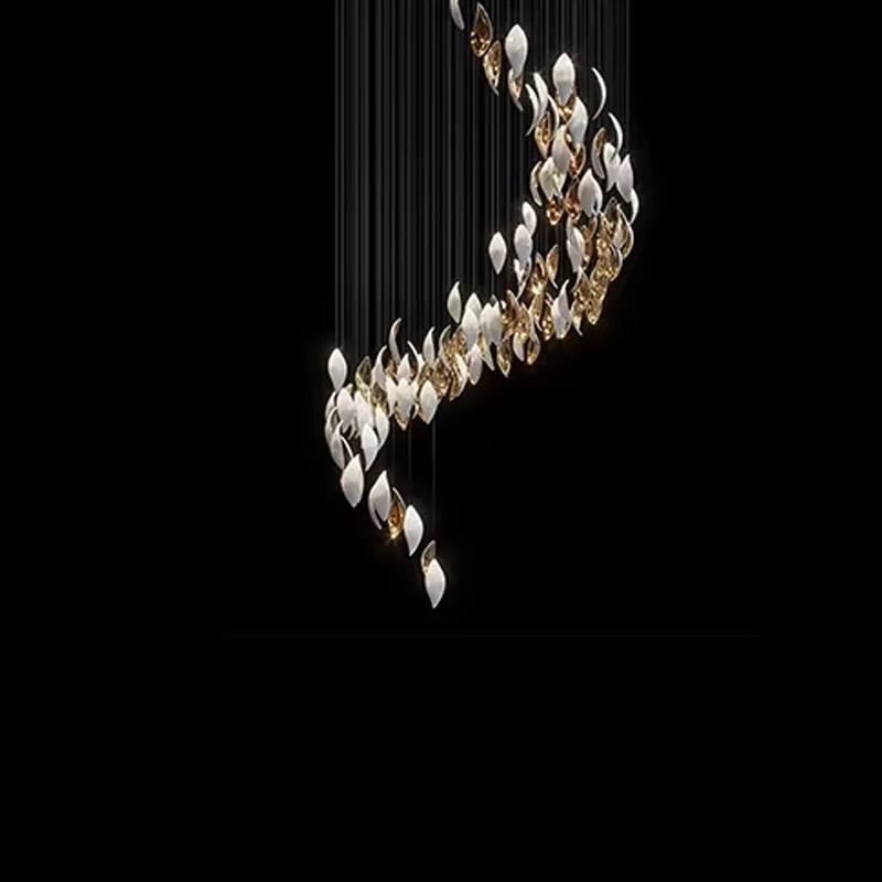 White & Gold Leaf Chandelier - Image 9