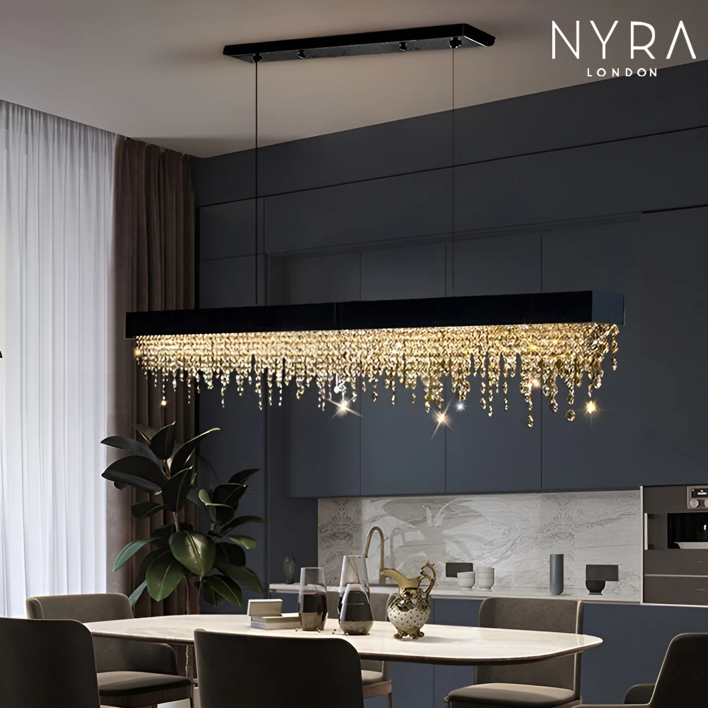 Zara Crystal Rectangle Chandelier - Image 2
