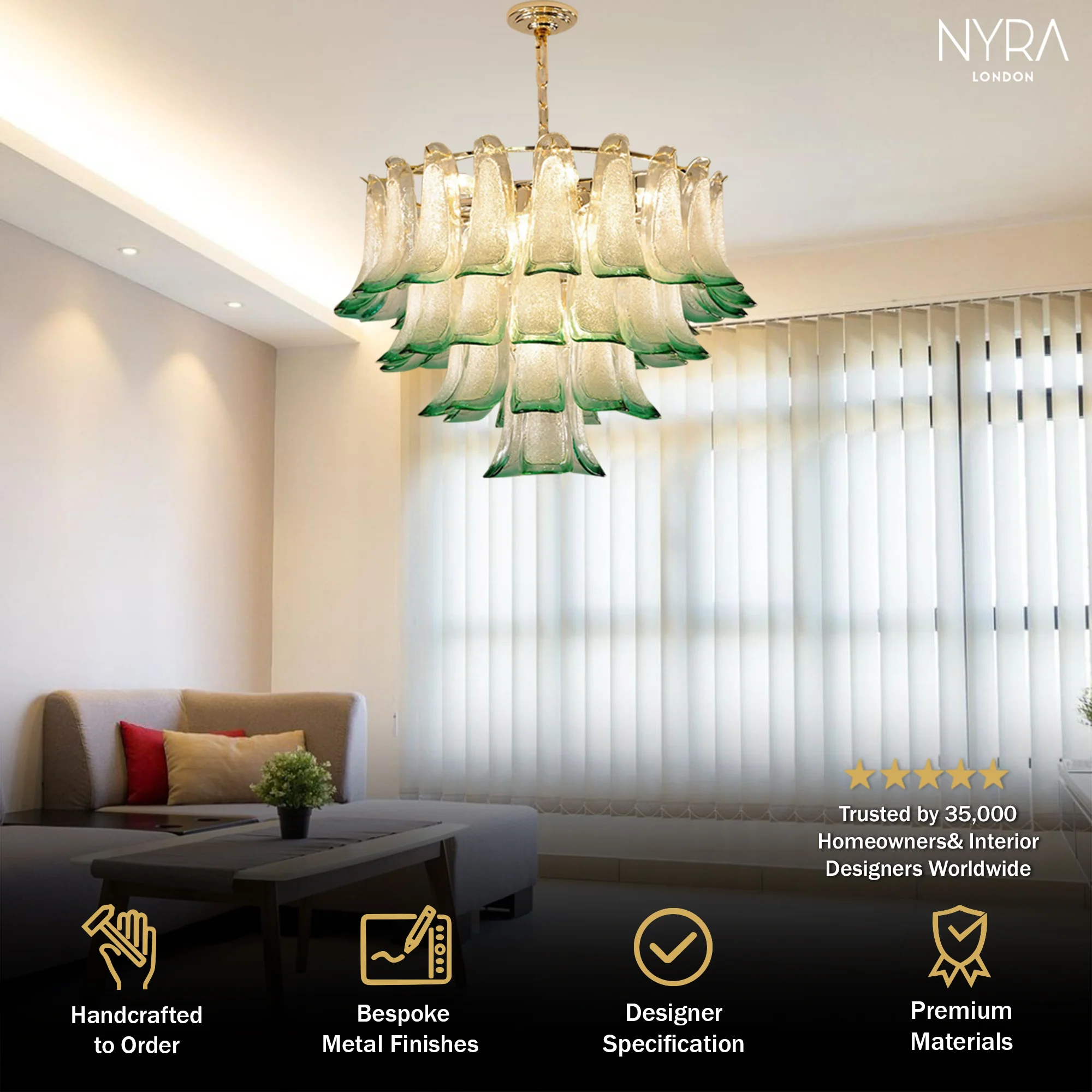 Zealite Green Crystal Leaf Chandelier - Image 2
